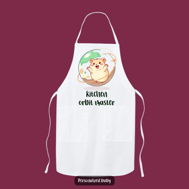 Funny Happy Hamster Planet Apron: Quirky Cosmic Kitchen Wear, Perfect Funny Gift