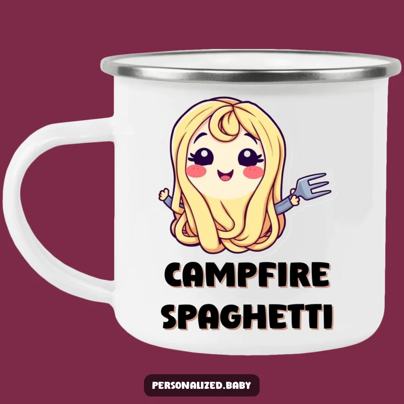 Funny Camp Mug: Spaghetti Noodle Character, Durable Funny Gift
