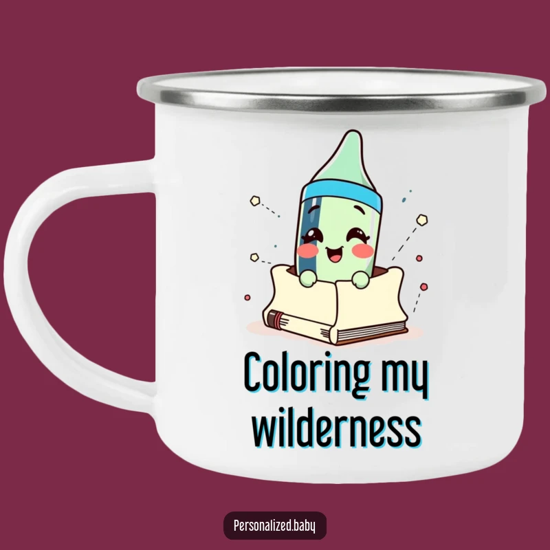 Funny Crayon Sketchbook Camping Mug: Adventure with Artistic Flair and Warm Drinks
