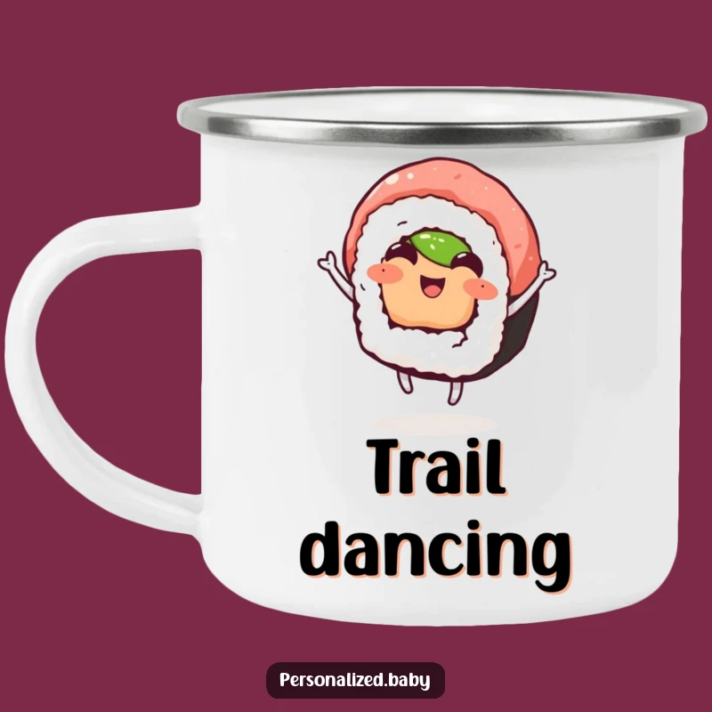 Funny Dancing Sushi Camping Mug: Sip Your Adventure with This Hilarious Sushi Companion