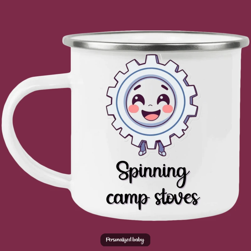 Funny Spinning Gear Camping Mug for Workshop Brews