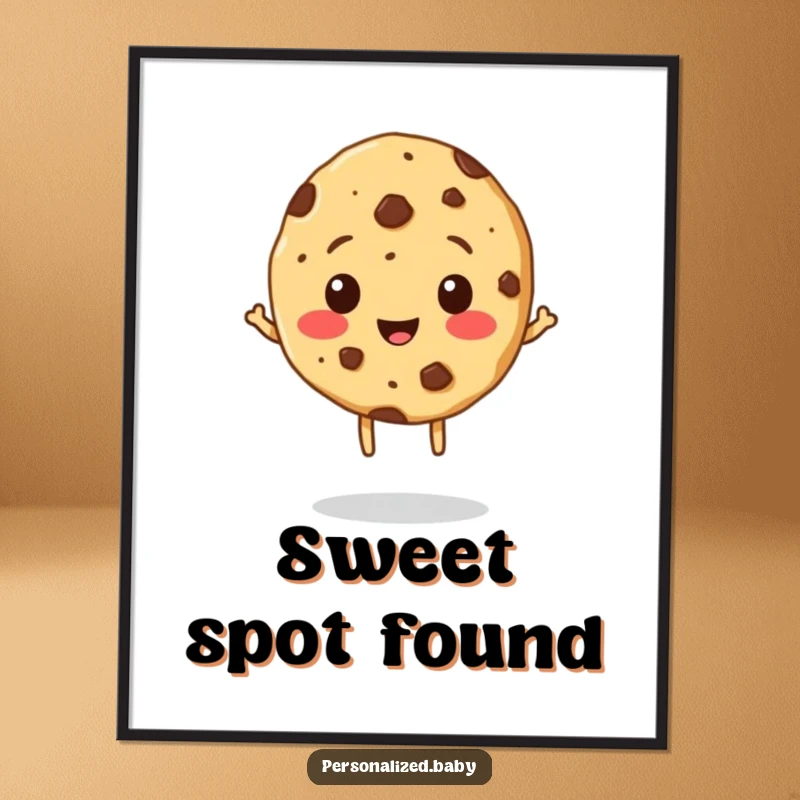 Funny Cookie Digital Art Print: A downloadable file of a cheerful, bouncing cookie with chocolate chip freckles, ready to print.