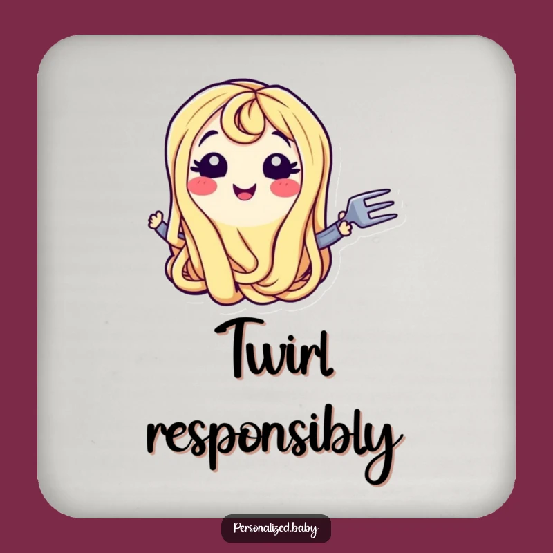 Funny Drink Coaster: Spaghetti Noodle Character, Protect with Funny Gift