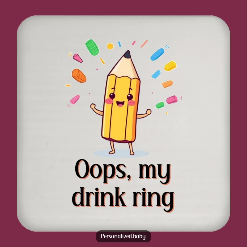 Funny Pencil Juggling Eraser Marks Coaster: Protect Surfaces with Artful Humor