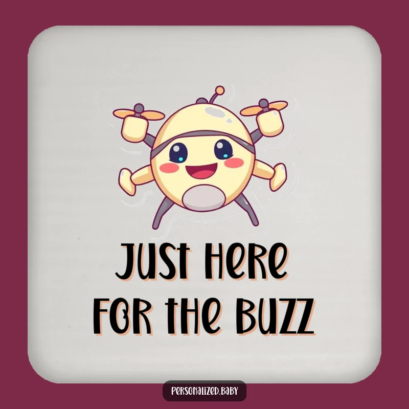 Funny Drone Drink Coaster - Happy Buzzing Character Table Gift