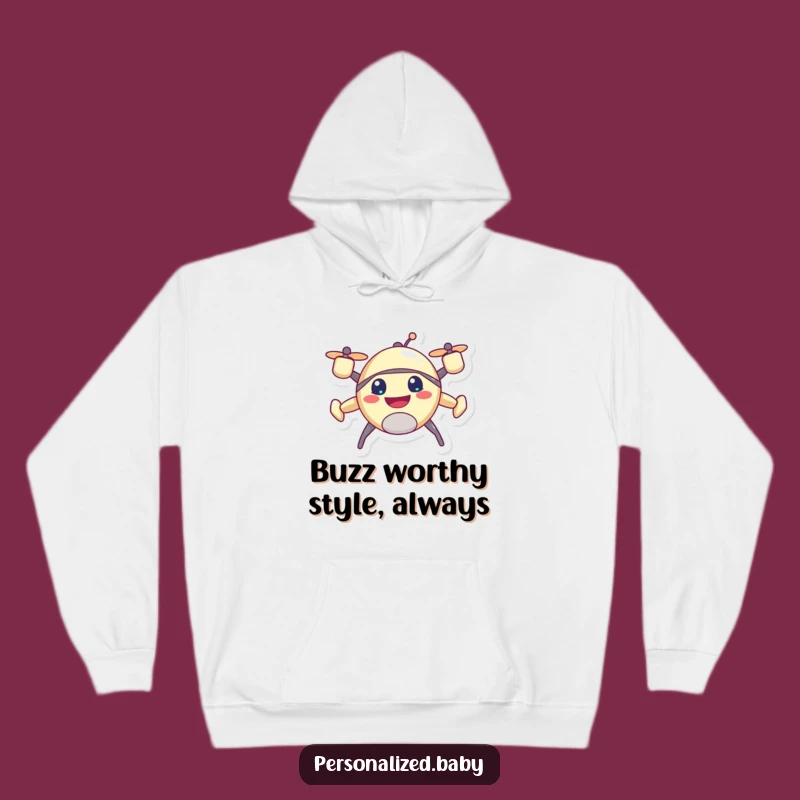 Cozy Funny Drone Hoodie - Happy Buzzing Character Warm Gift