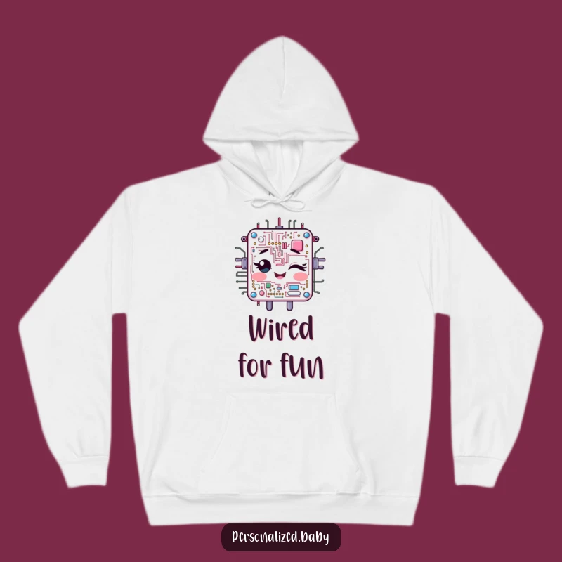 Cozy Funny Winking Circuit Board Hoodie for Tech Lovers