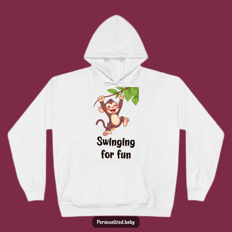Funny Monkey Hoodie - Cozy Mischievous Baby Swinging Laughing Sweatshirt, a Primate Gift