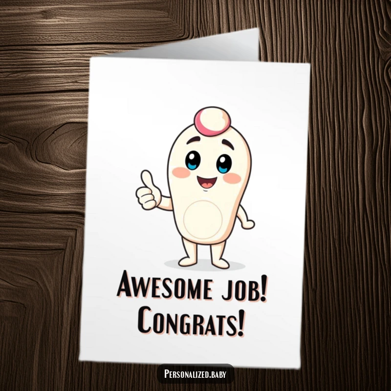 Funny Free Printable Congrats Card: Bouncing digital avatar gives a confident thumbs up, celebrating a successful achievement.