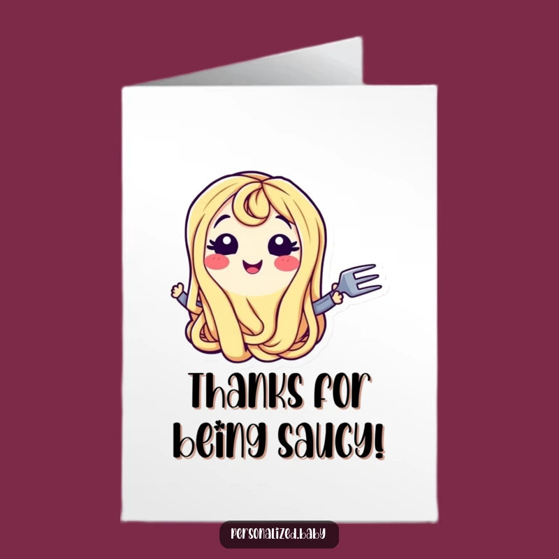 Free Printable Thank You Card: Spaghetti Noodle, Fork Gift, Funny Download