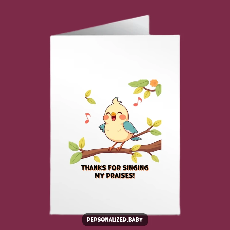 Free Printable Bird Thank You Card: Funny Downloadable Gift of Grateful Melodies