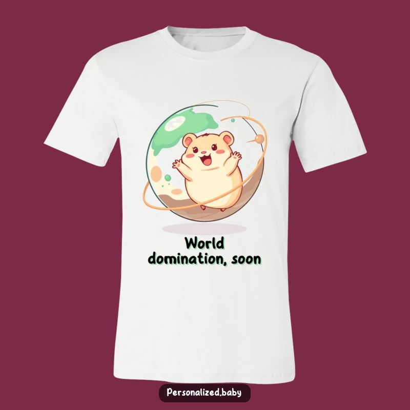 Funny Happy Hamster Planet T-Shirt: Cosmic Wheel Tee, Great Humorous Gift