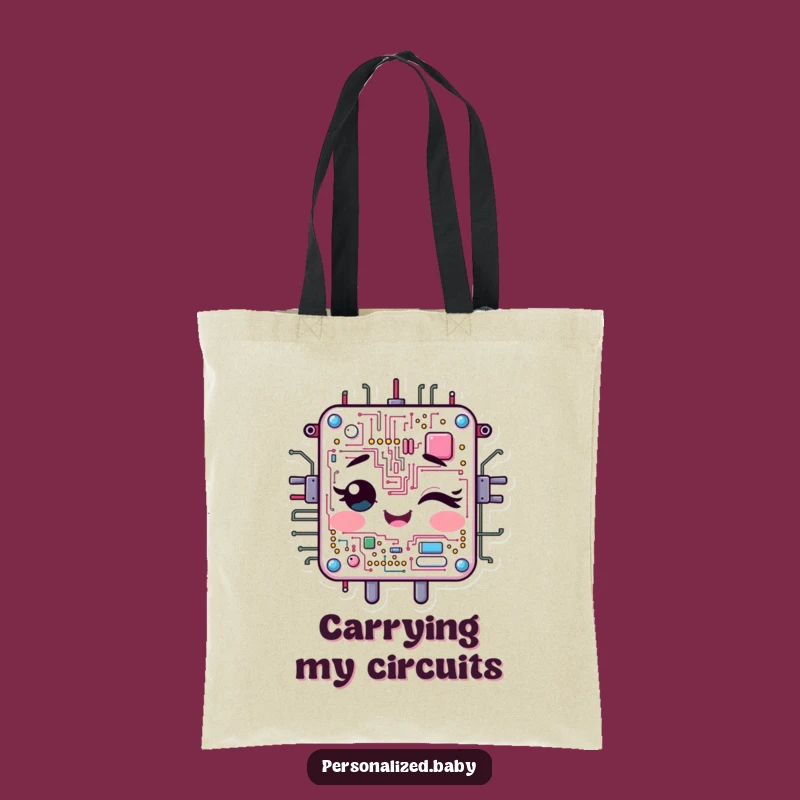Funny Winking Circuit Board Tote Bag for Tech Accessories